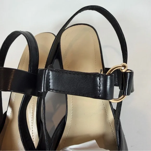 Black Pointed Toe Slingback Pumps High Block Heel | US Size 5.5 / 6 - Picture 6 of 13